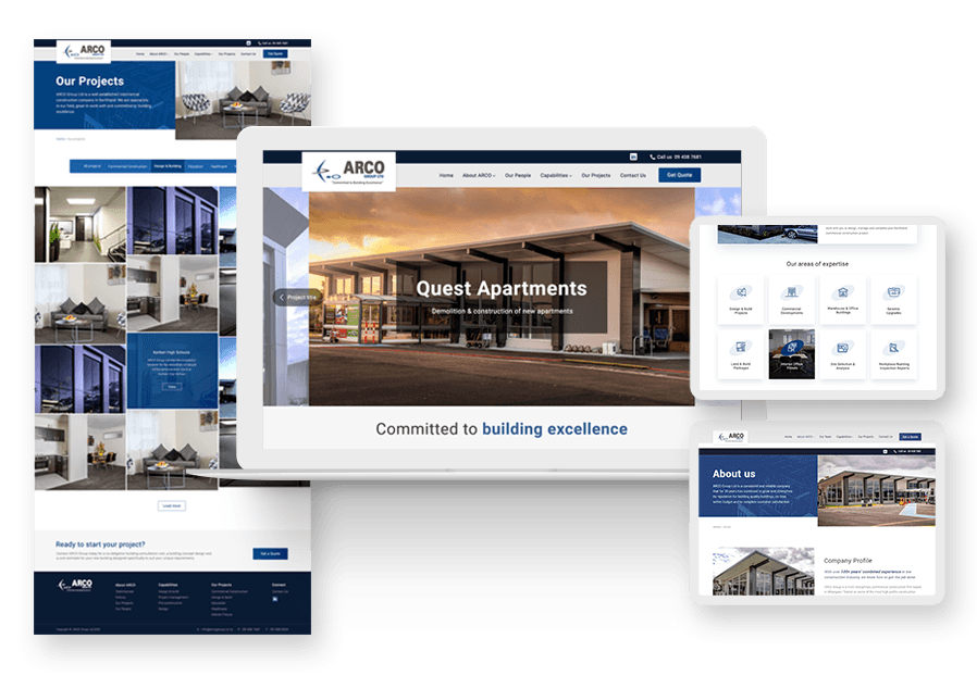 Swiftskillz Hub created the website for construction company ARCO to present their services